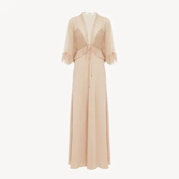 Chloe o1loc1c10226 V-neck Long Dress in Clay Pink Size M / US 6-8 / IT 42-44 - 1 Thumbnail