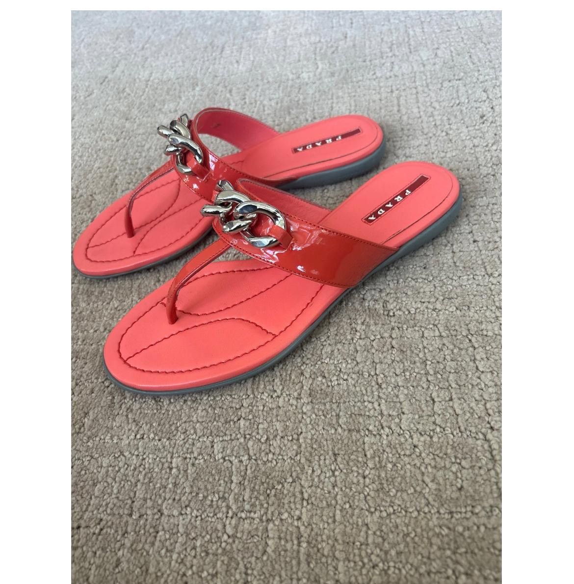 Prada Prada Chainlink Patent Sandals Size 37 Authentic Size US 6 / IT 36 - 6 Thumbnail