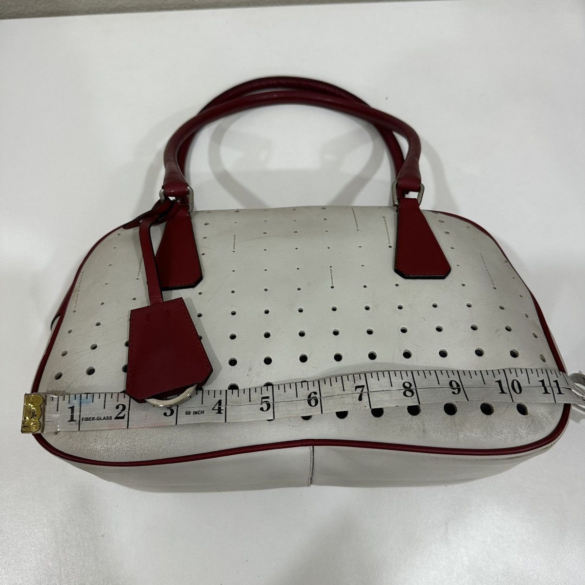 Prada PRADA VINTAGE 2000’s BOWLING BAG PERFORATED LEATHER Size ONE SIZE - 13 Thumbnail