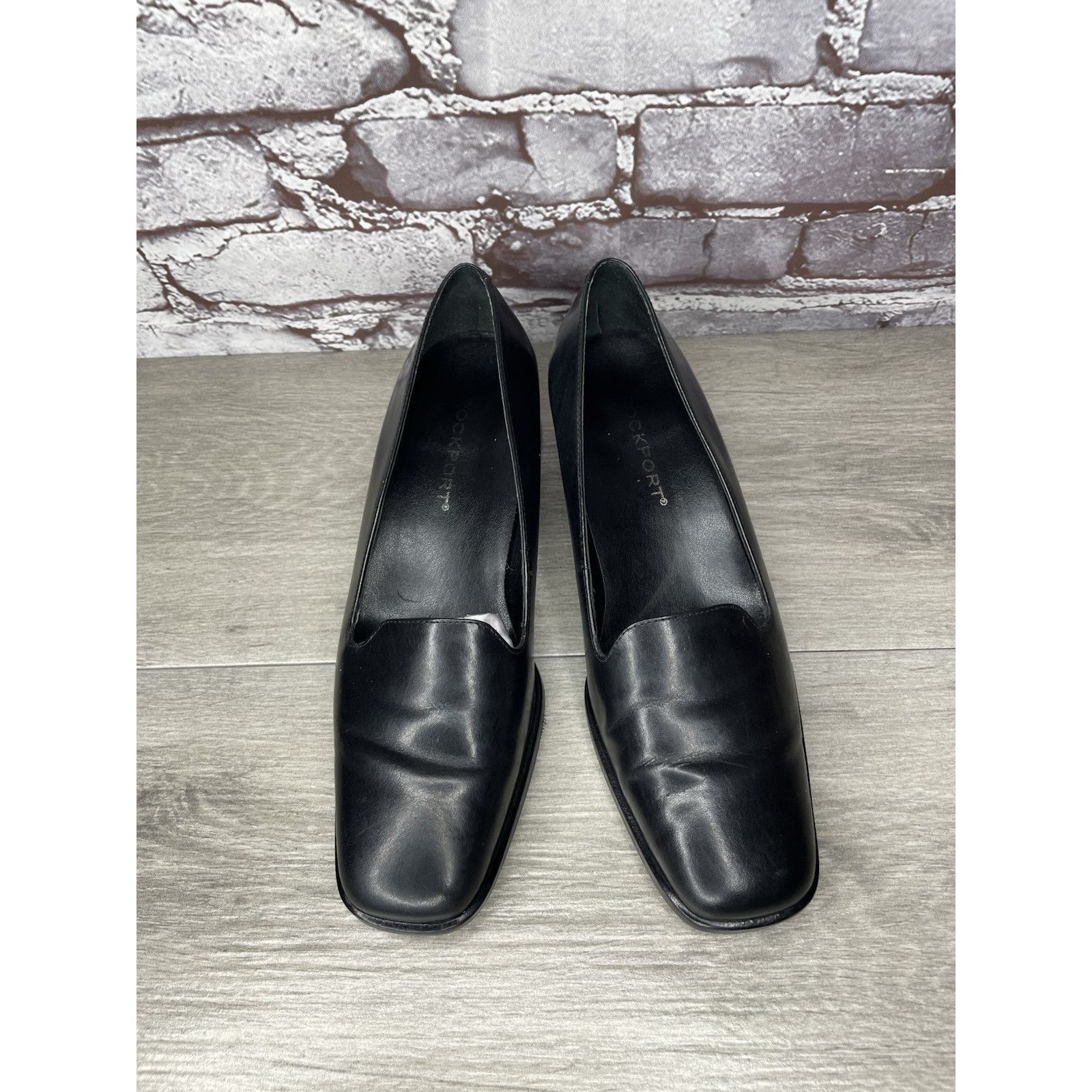 Rockport Rockport Black Leather Square Toe Casual Heel Shoes Women Sz Size US 8.5 / IT 38.5 - 11 Thumbnail