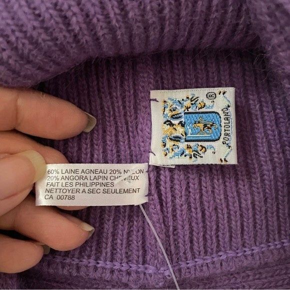 Portolano Portolano Purple Lambswool Angora Knit Bow Beanie - NWTs Size ONE SIZE - 6 Thumbnail