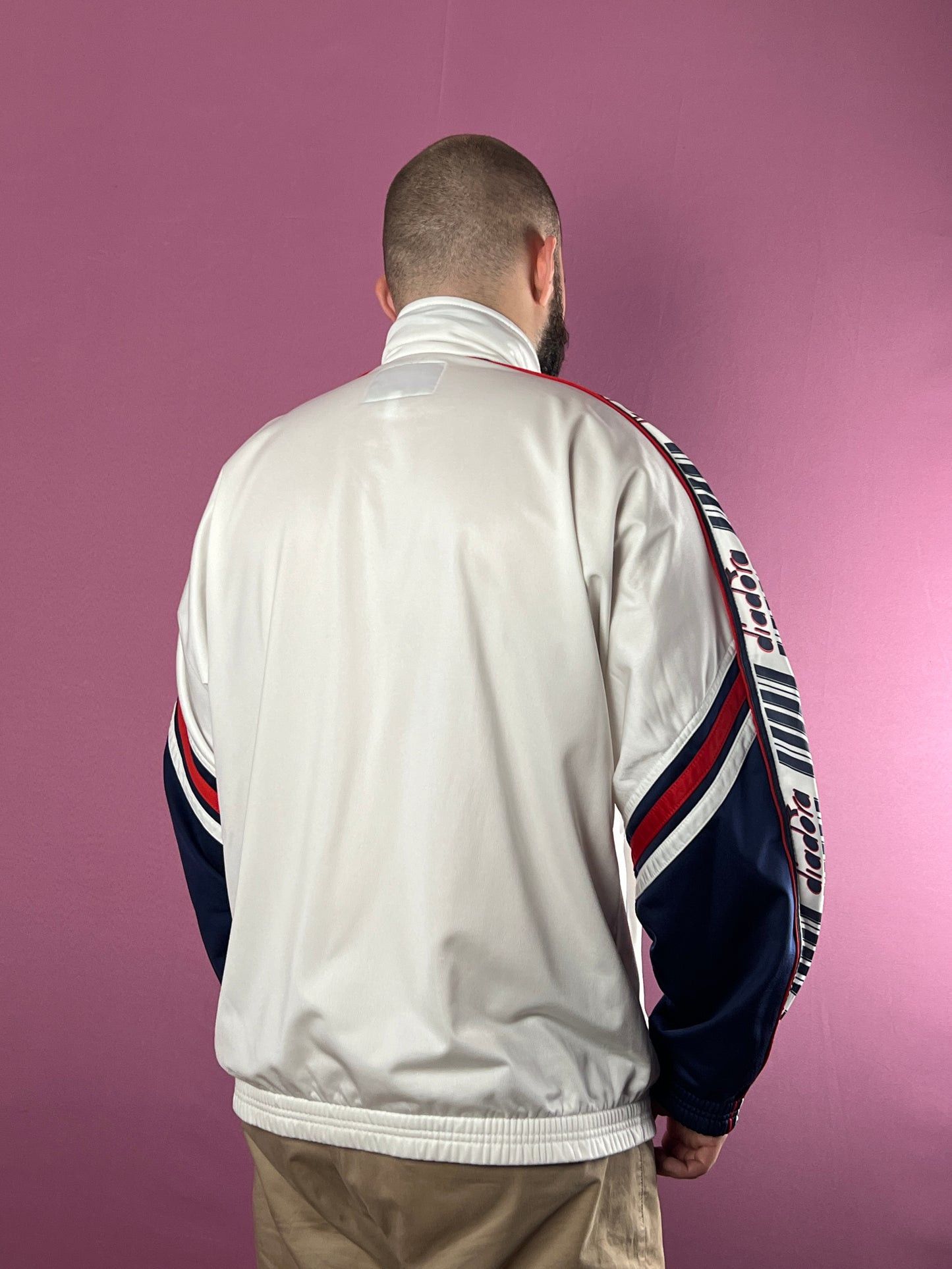 Diadora × Vintage 90s Diadora Vintage Men's Side Tape Track Jacket - XXL Size US XXL / EU 58 / 5 - 3 Thumbnail