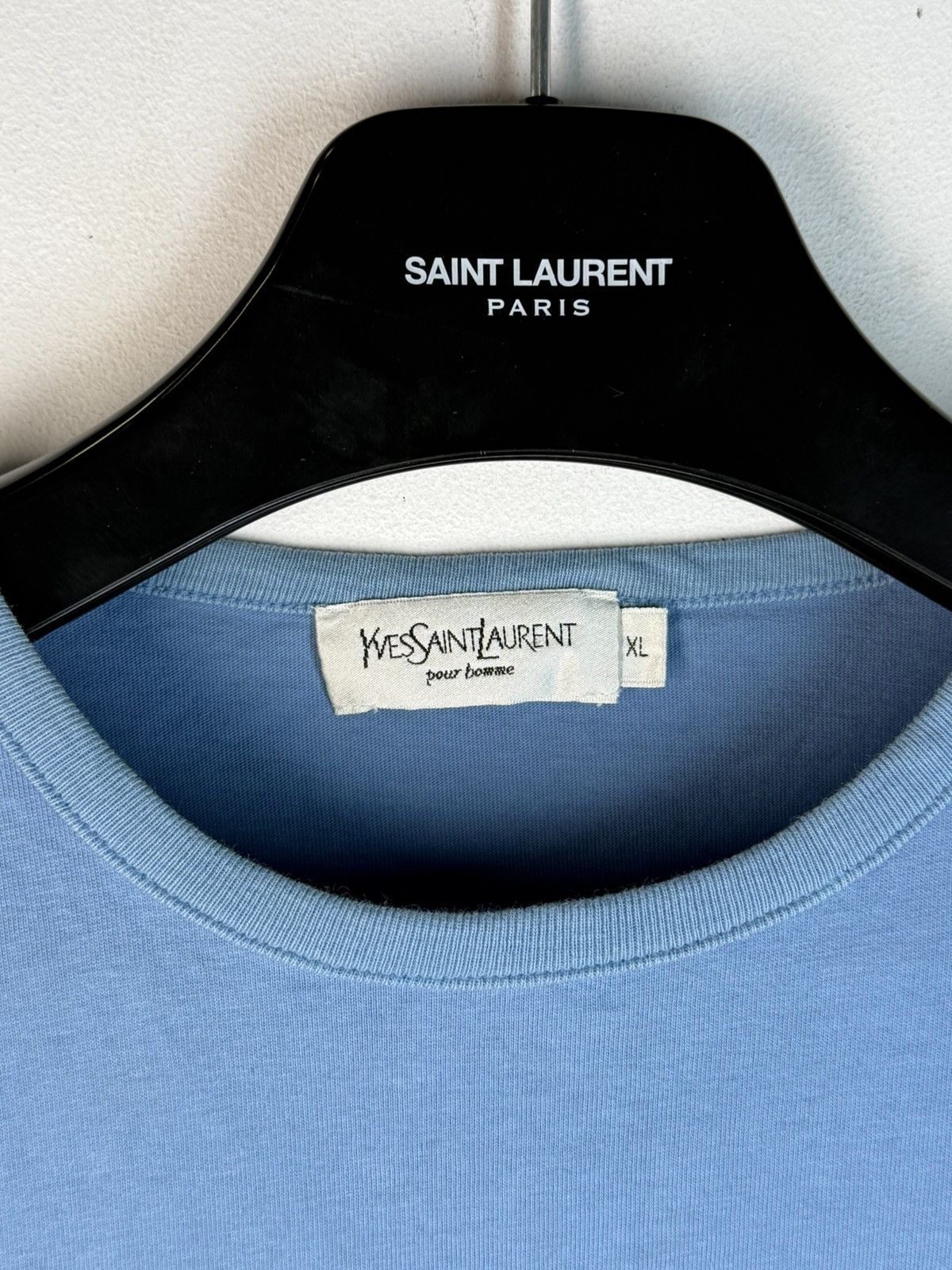 Yves Saint Laurent Blue YSL T-shirt Big Logo YSL Shirt Size US L / EU 52-54 / 3 - 5 Thumbnail