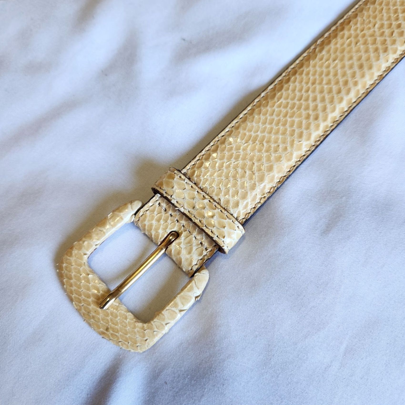 Giorgio Armani Giorgio Armani Belt Women 26 Cream Color Genuine Python Snake Skin Italy Made Size ONE SIZE - 3 Thumbnail