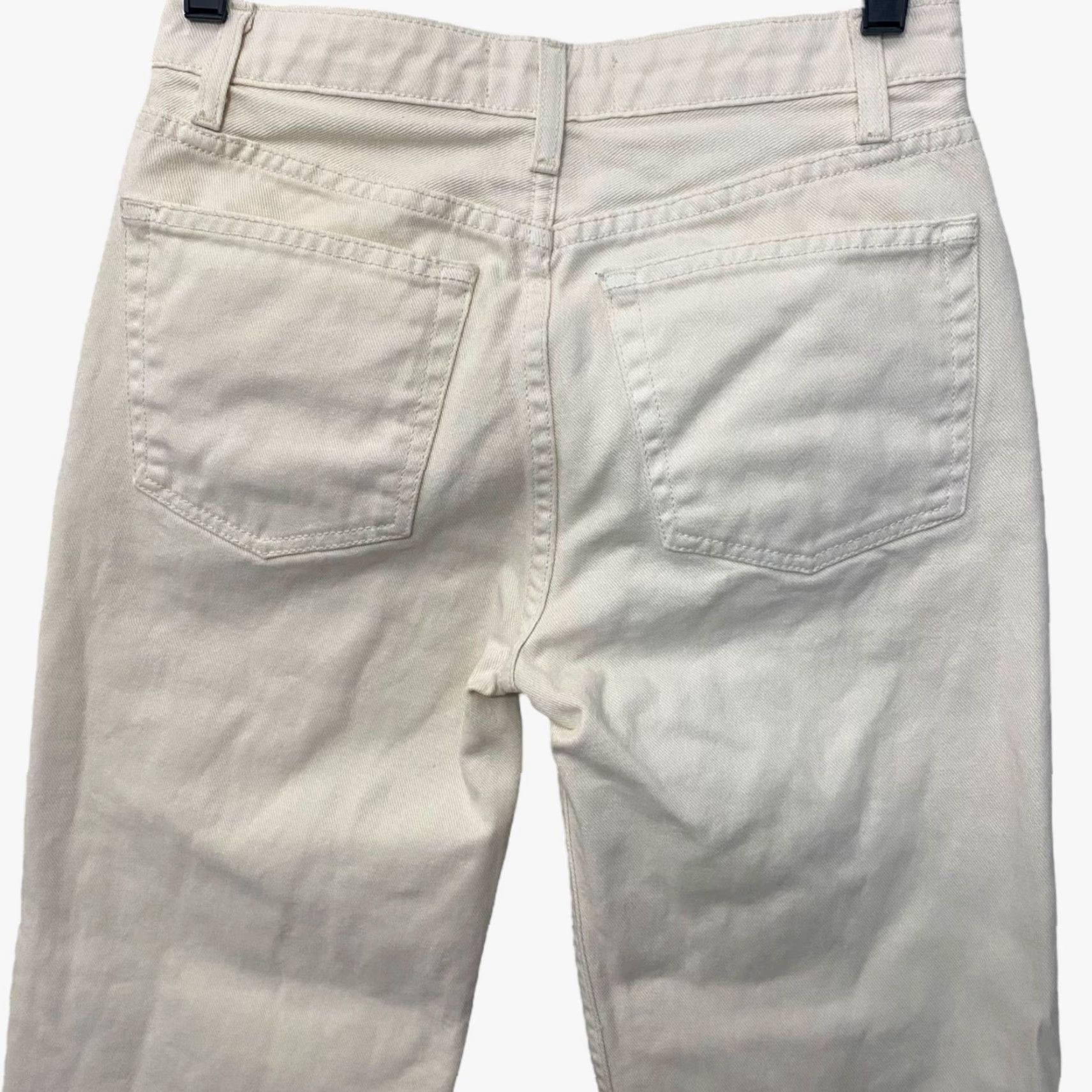 Reformation VINTAGE Reformation Fawcett Straight-Leg Denim Jeans Womens 25 High-Rise Raw-Hem Ivory Cotton Retro Size 42" / US 20 - 6 Thumbnail
