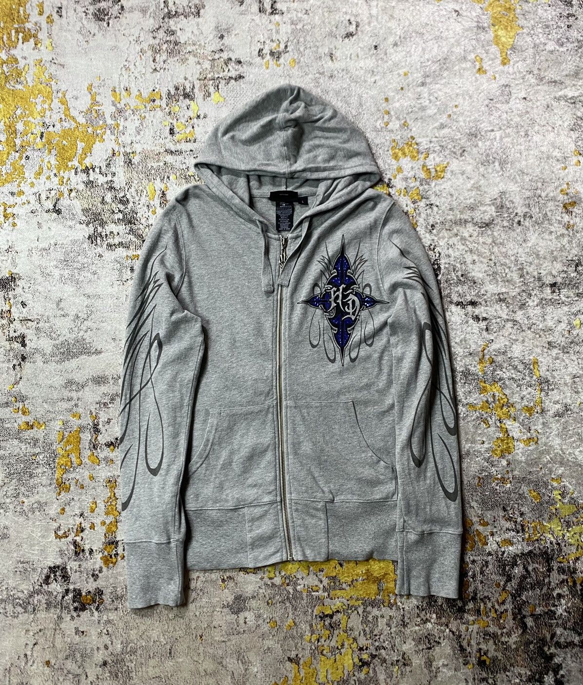 Harley Davidson × If Six Was Nine Y2K Harley Davidson Tribal Zip Hoodie Size L / US 10 / IT 46 - 1 Thumbnail
