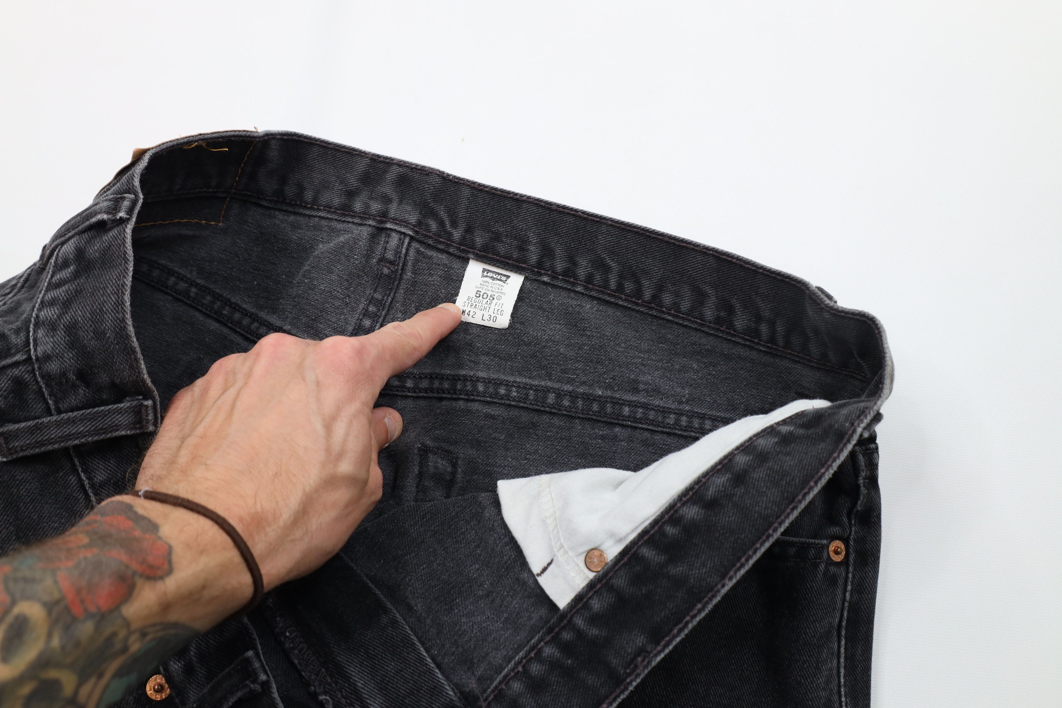 Levi's Vintage Y2K 2002 Levis 505 Straight Leg Jeans Black USA Size US 42 / EU 58 - 7 Thumbnail