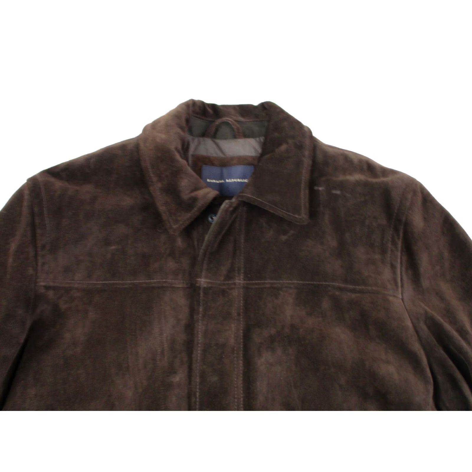 Vintage Banana Republic Jacket Mens Medium Brown Suede Leather Full Zip Pockets Retro, Men's — image 2 of 6