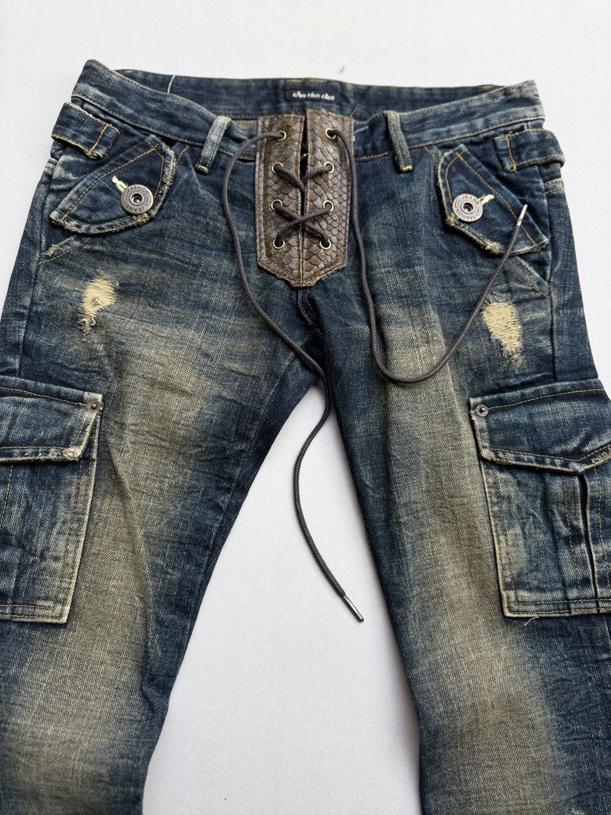 Japanese Brand Cha cha cha lace up flare jeans Size US 26 / EU 42 - 2 Thumbnail