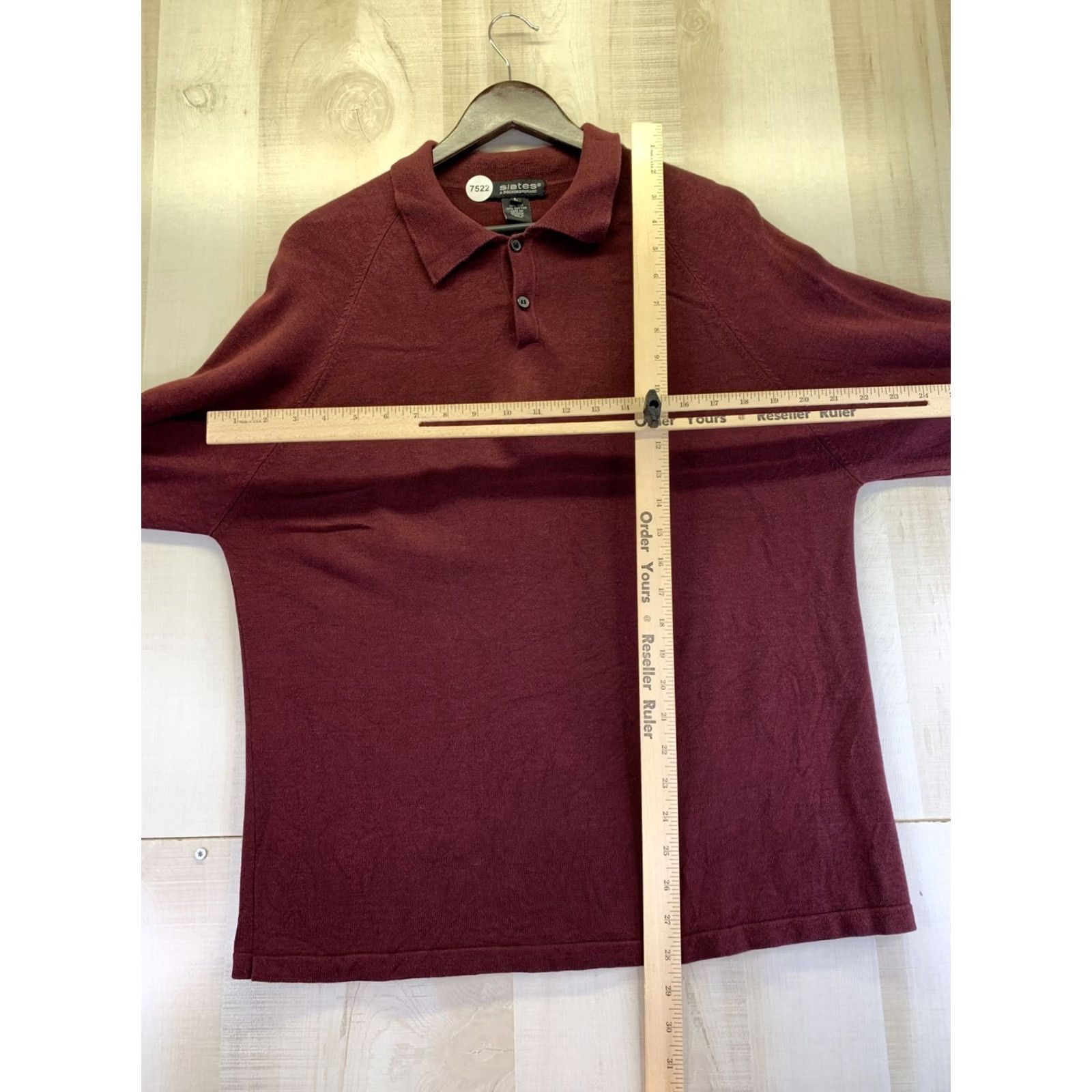 Dockers VINTAGE Slates By Dockers Mens Burgundy Silk Cotto Long Sleeve Button Collar Shirt-7522 Size US L / EU 52-54 / 3 - 4 Thumbnail