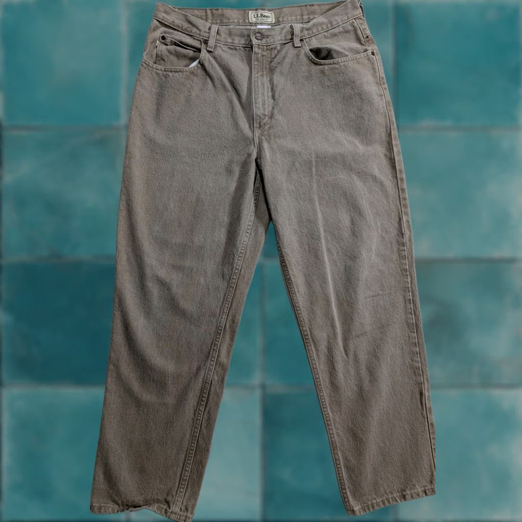 Vintage VINTAGE L.L. Bean Relaxed Fit Jeans Sand Beige 35x30 OFJB9 Mens 5-Pocket Denim Straight 90s Southwestern USA Size US 35 - 1 Thumbnail