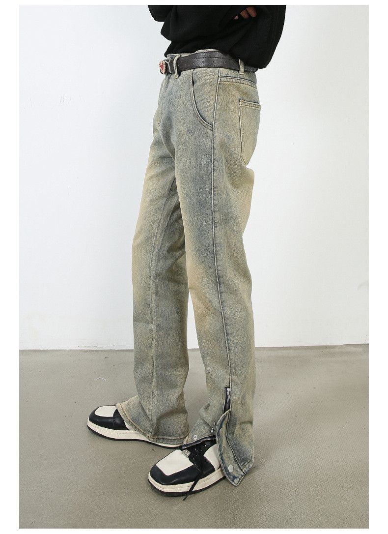 Japanese Brand × Jean Washed distressed side zip straight jeans Size US 32 / EU 48 - 4 Thumbnail