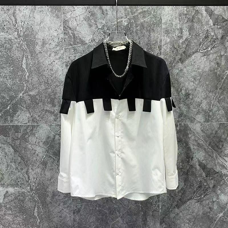 Vintage Black White Patchwork Shirt Size US M / EU 48-50 / 2 - 1 Thumbnail