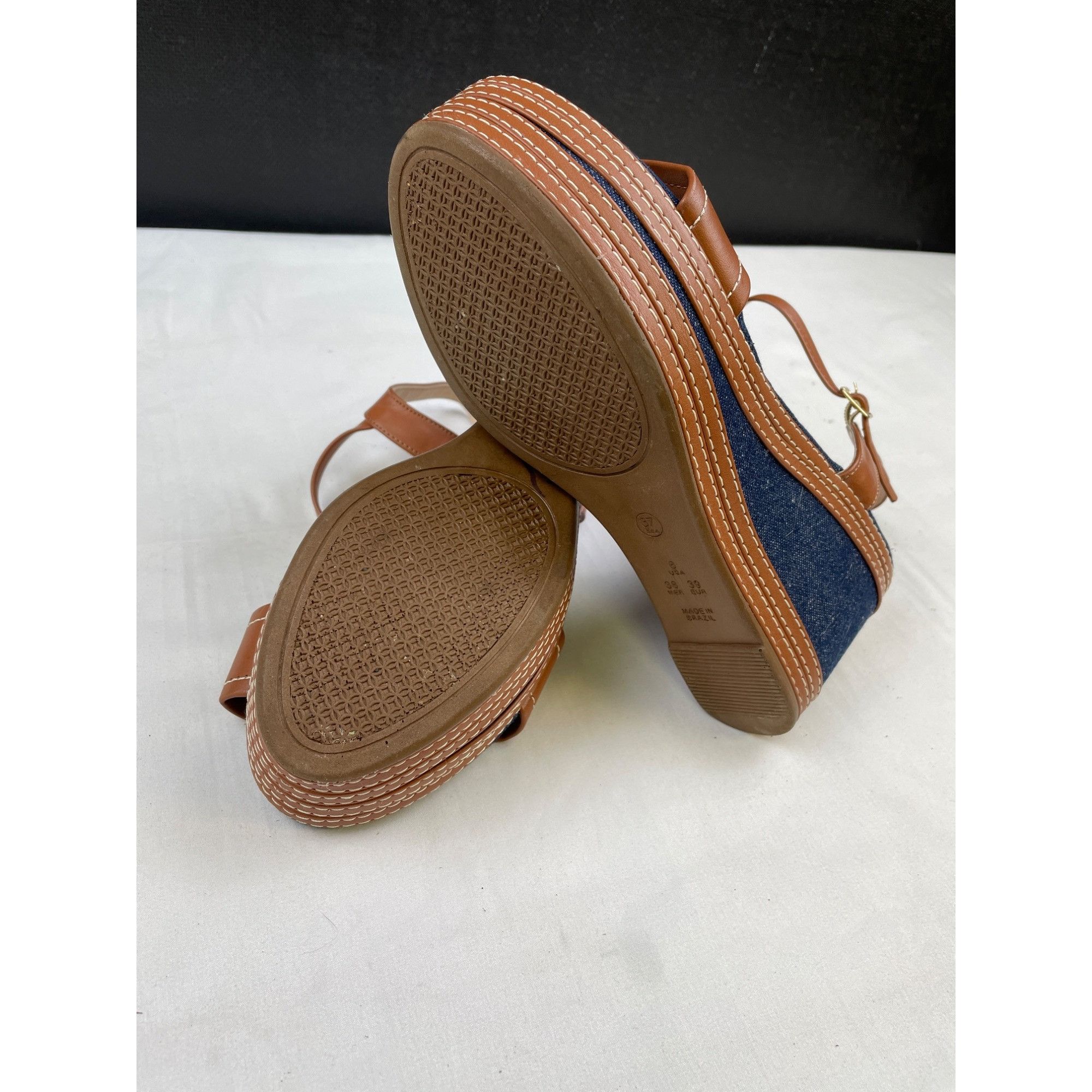 Other Rebecca Valenti Womens Tan&Blue Shoes/ Wedge Sandals Heel 3. Size US 8 / IT 38 - 6 Thumbnail