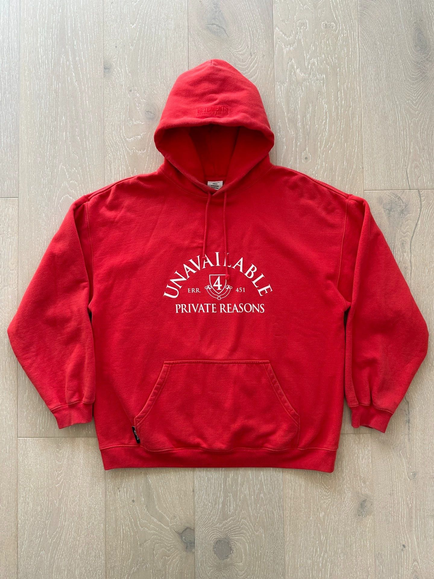 Vetements Vetements 19AW Oversize Red College Print Hoodie S Size S / US 4 / IT 40 - 1 Thumbnail