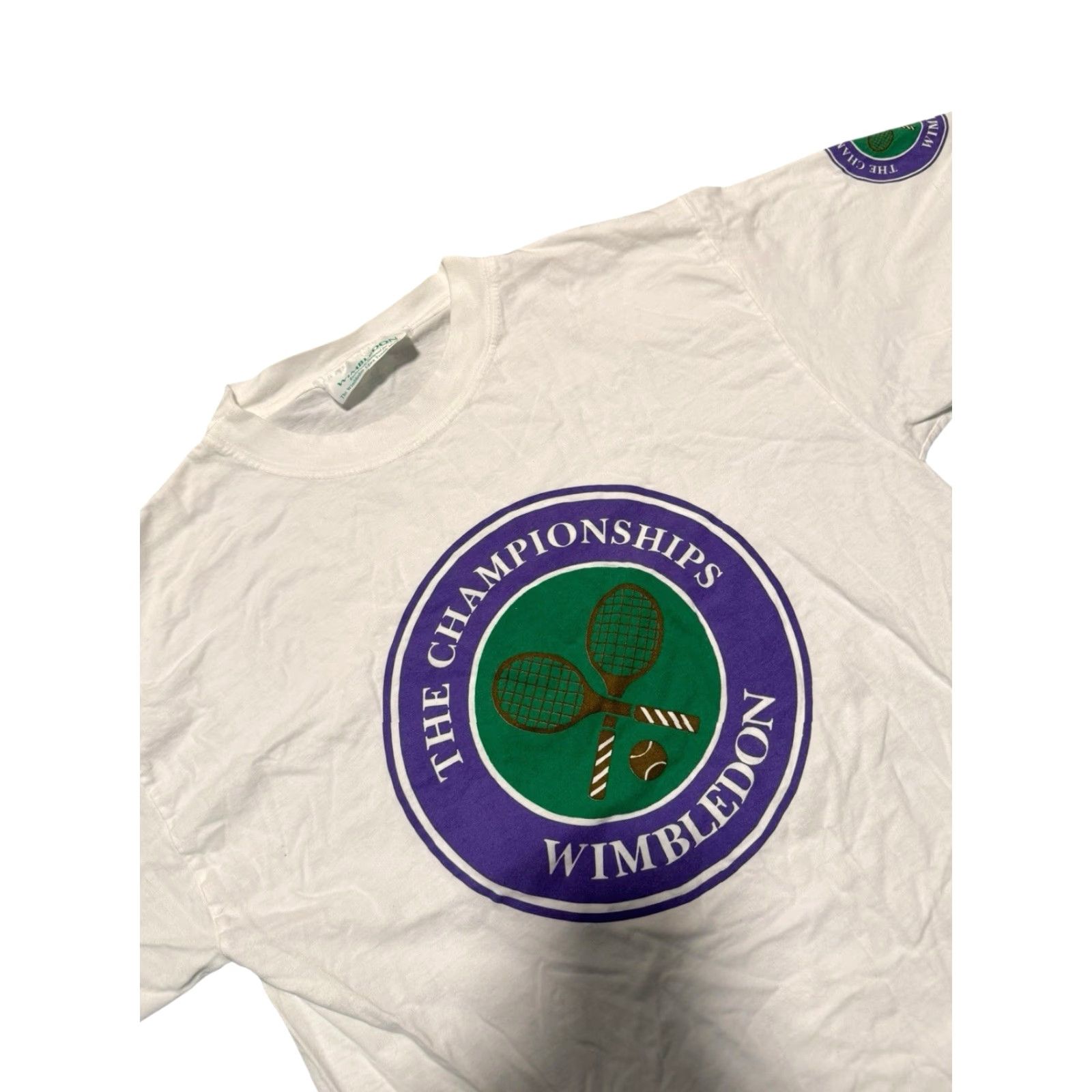 Vintage VINTAGE Wimbledon The Championships Tennis T-Shirt M White Logo 90s Preppy Mens Size US M / EU 48-50 / 2 - 6 Thumbnail
