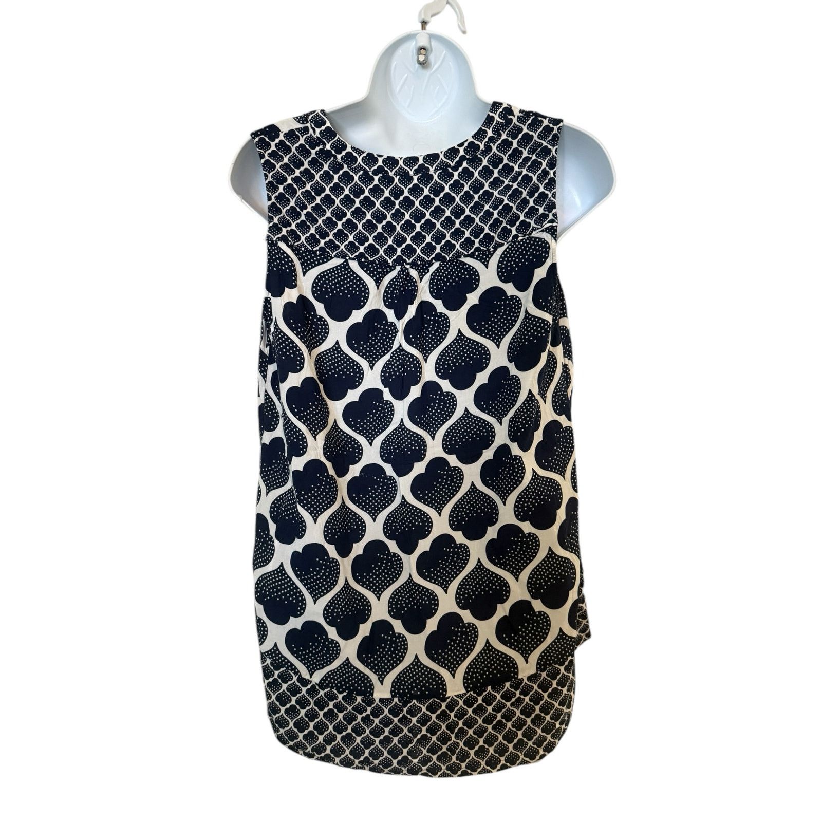 Boden Vintage Boden British Clothing White/Navy Geo Print Blouse Size S / US 4 / IT 40 - 2 Thumbnail