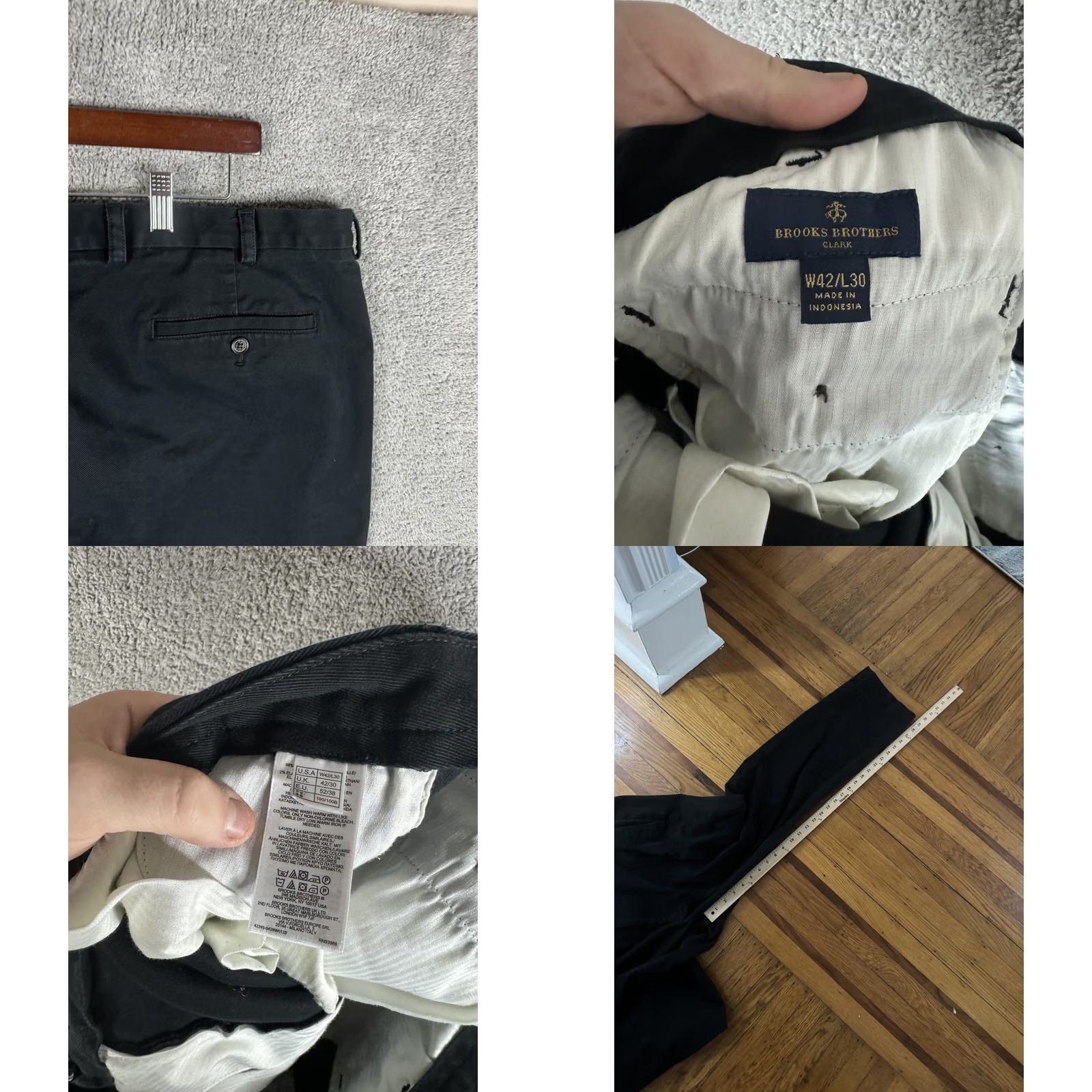Brooks Brothers Brooks Brothers Clark Fit Chino Pants Flat Front 42x30 Black Mens Casual Dress Pants Size US 42 / EU 58 - 9 Thumbnail