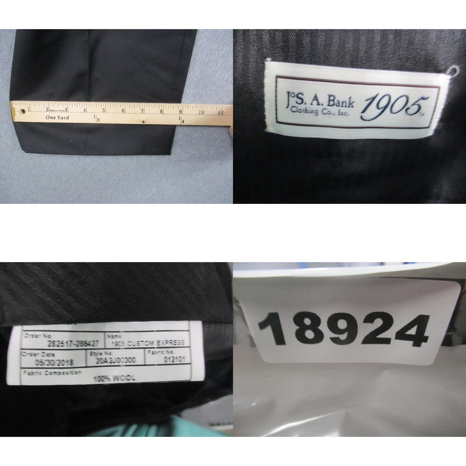 Jos. A. Bank Jos. A. Bank 1905 Pants Mens 36x30 Black Wool Flat Front Dress Slacks Work Size US 36 / EU 52 - 8 Thumbnail