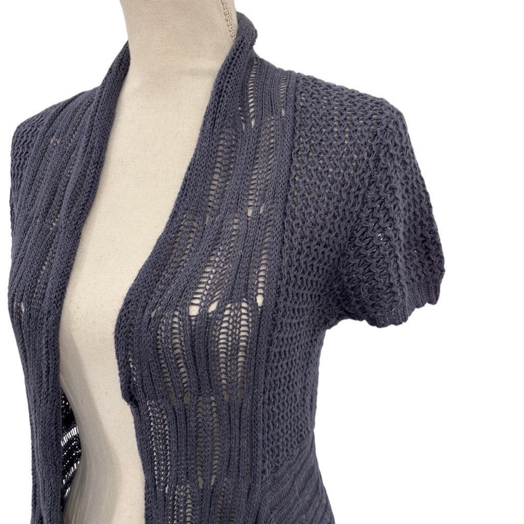 Other Cabi Drape Open Front Knit Short Sleeve Asymmetric Hem Boho Cardigan Gray Medium Size M / US 6-8 / IT 42-44 - 7 Thumbnail