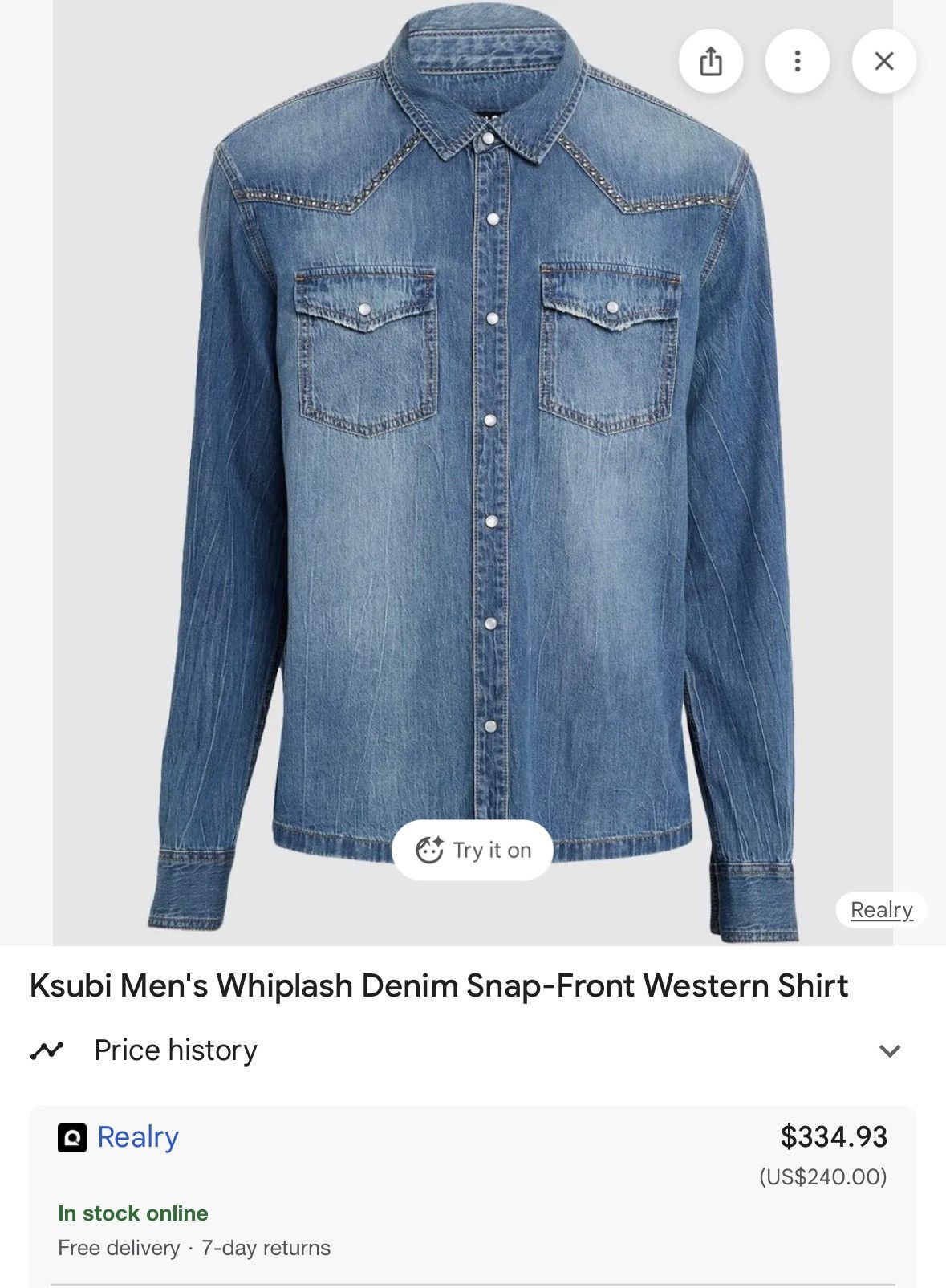 Ksubi Whiplash Denim Shirt - brand new Size US M / EU 48-50 / 2 - 3 Thumbnail