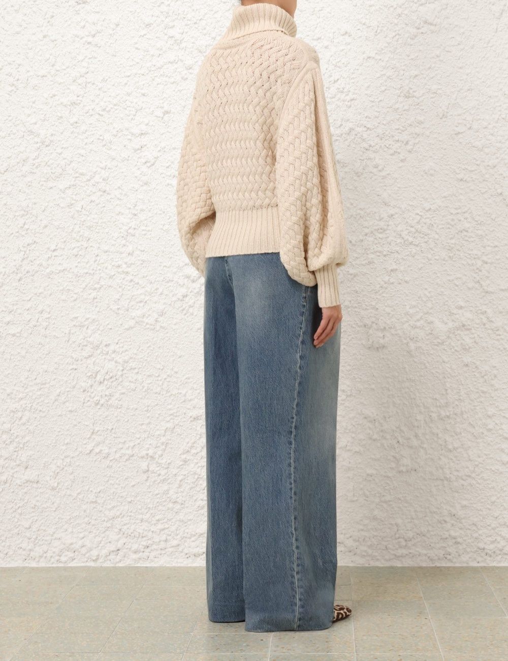 Zimmermann oc11z0725 Illustration Textured Sweater in Cream Size M / US 6-8 / IT 42-44 - 4 Thumbnail