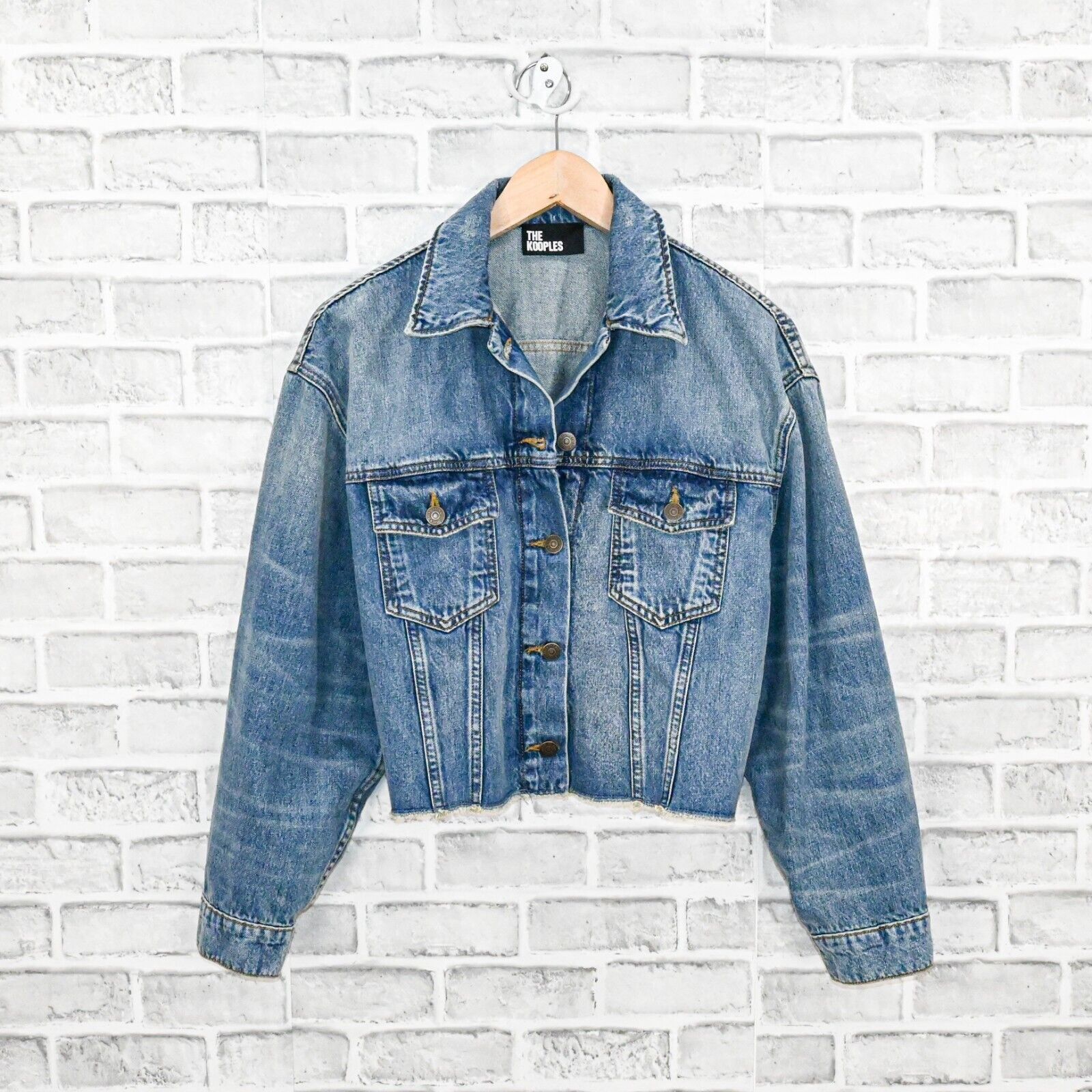 The Kooples The Kooples Women's Cropped Short Blue Denim Jacket size 36 Size XS / US 0-2 / IT 36-38 - 2 Thumbnail