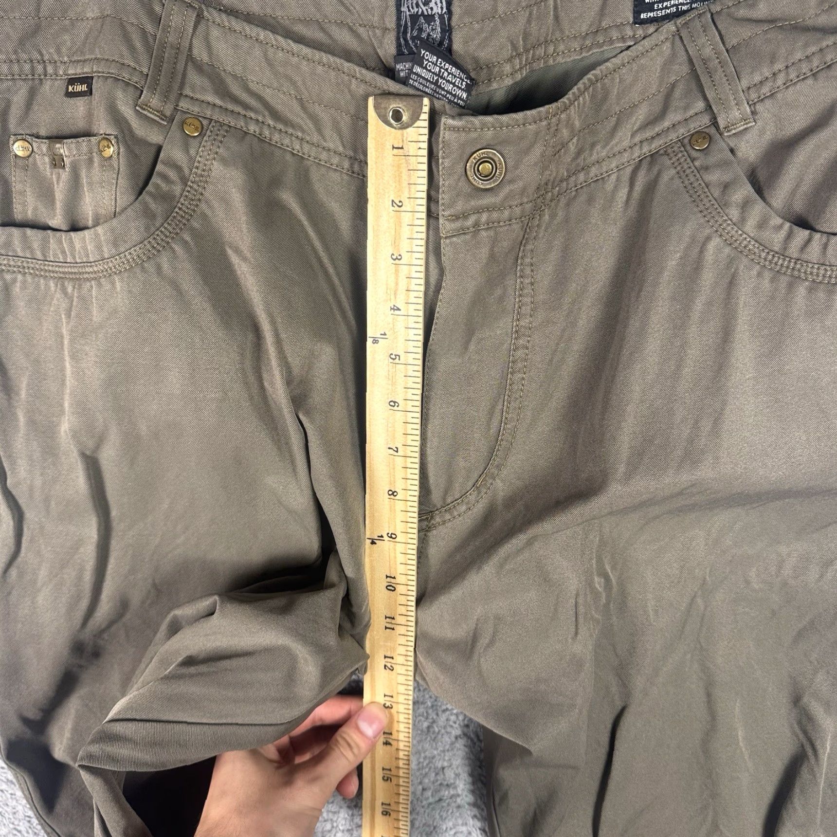 Vintage Kuhl Revolvr Mens Pants 40x30 Vintage Patina Dye Hiking Gusseted Outdoor Brown Denim Chino Straight 40 In Inseam 30 Size US 40 / EU 56 - 7 Thumbnail