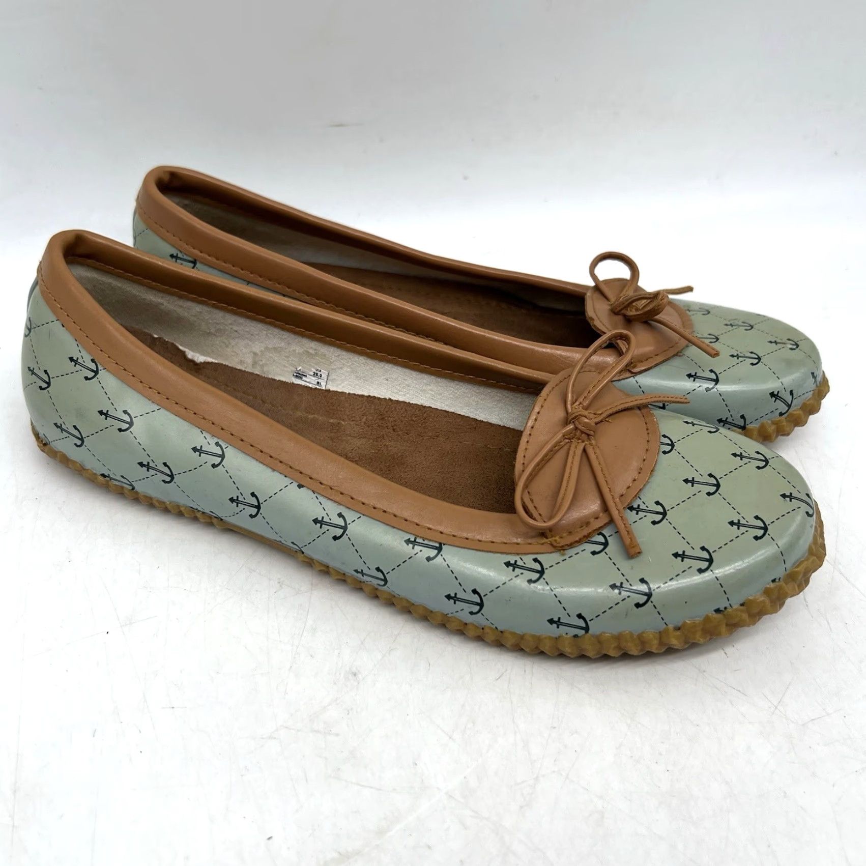 Vintage VINTAGE Western Chief Women's Flats Slip-On Round Toe Waterproof Nautical Anchor Summer Casual Blue 9 Size US 6.5 / IT 36.5 - 2 Thumbnail