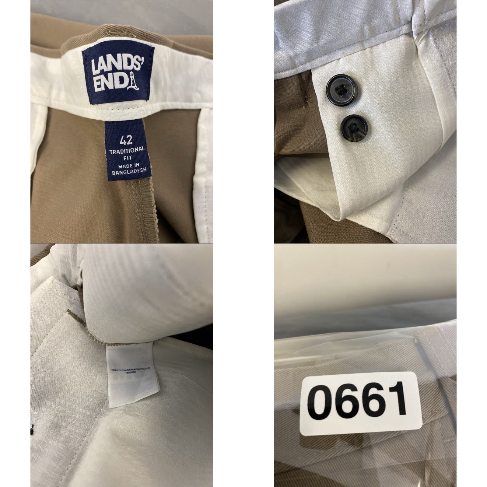 Lands' End Lands' End Men's Chino Pants 34x32 Tan Khaki Pleated Front /0661 Pants Shirt? Size US 34 / EU 50 - 8 Thumbnail