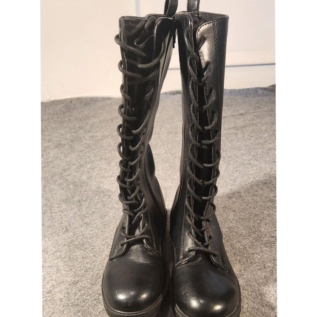 Steve Madden Steve Madden Boots Womens Size 5 Black Lace Up Combat Zip Lug Sole Mid Calf Size US 5 / IT 35 - 5 Thumbnail