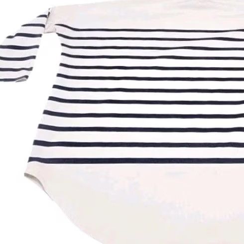 Vintage Pomander Place Top Womens Boxy Tunic 3/4 Sleeve White Blue Striped Beach Casual Shirt OS Size ONE SIZE - 5 Thumbnail