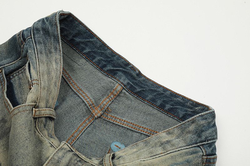 Vintage American retro inkjet washed distressed jeans for men Size US 32 / EU 48 - 4 Thumbnail