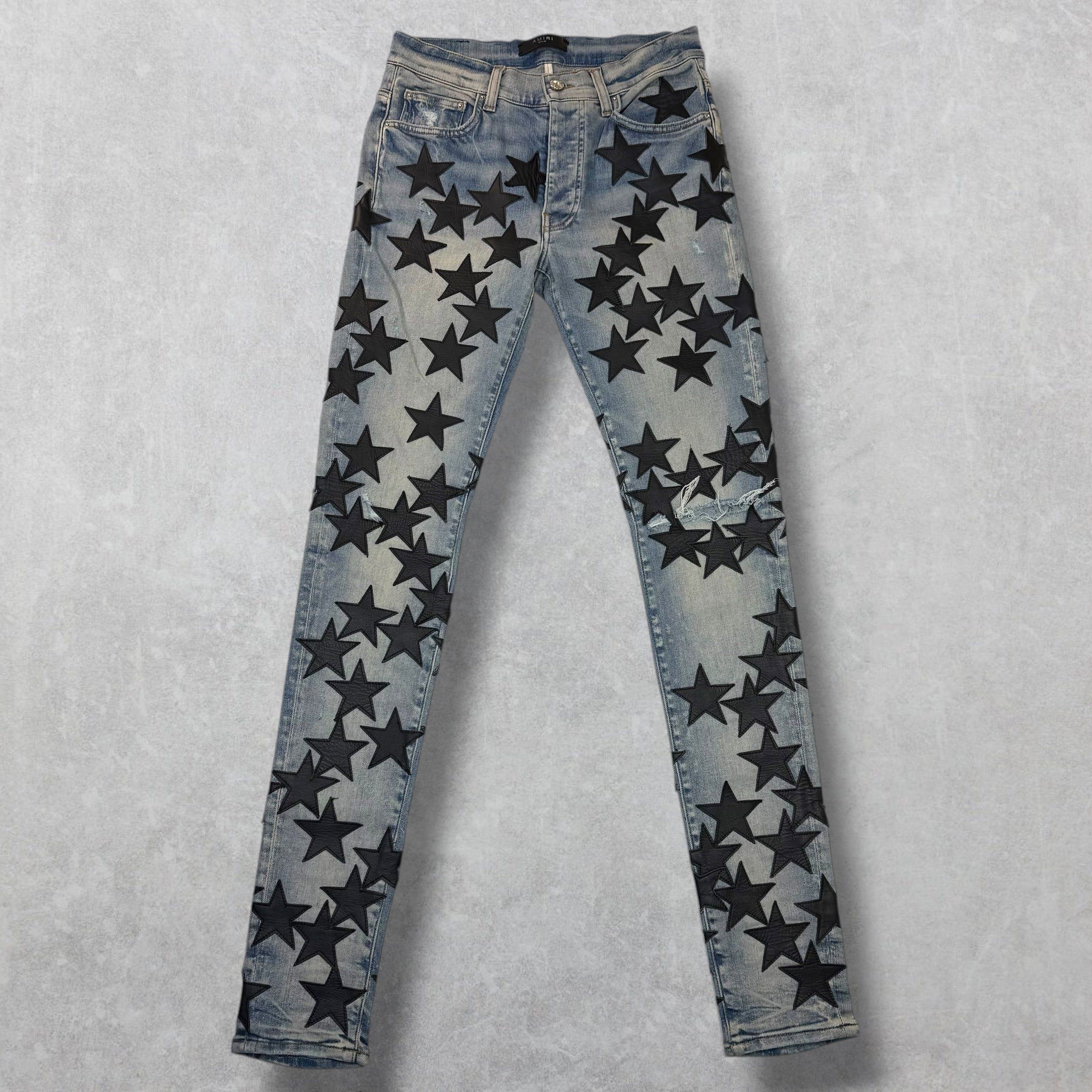 Amiri Amiri x Chemist Black Leather Star Jeans 30 Size US 30 / EU 46 - 2 Thumbnail