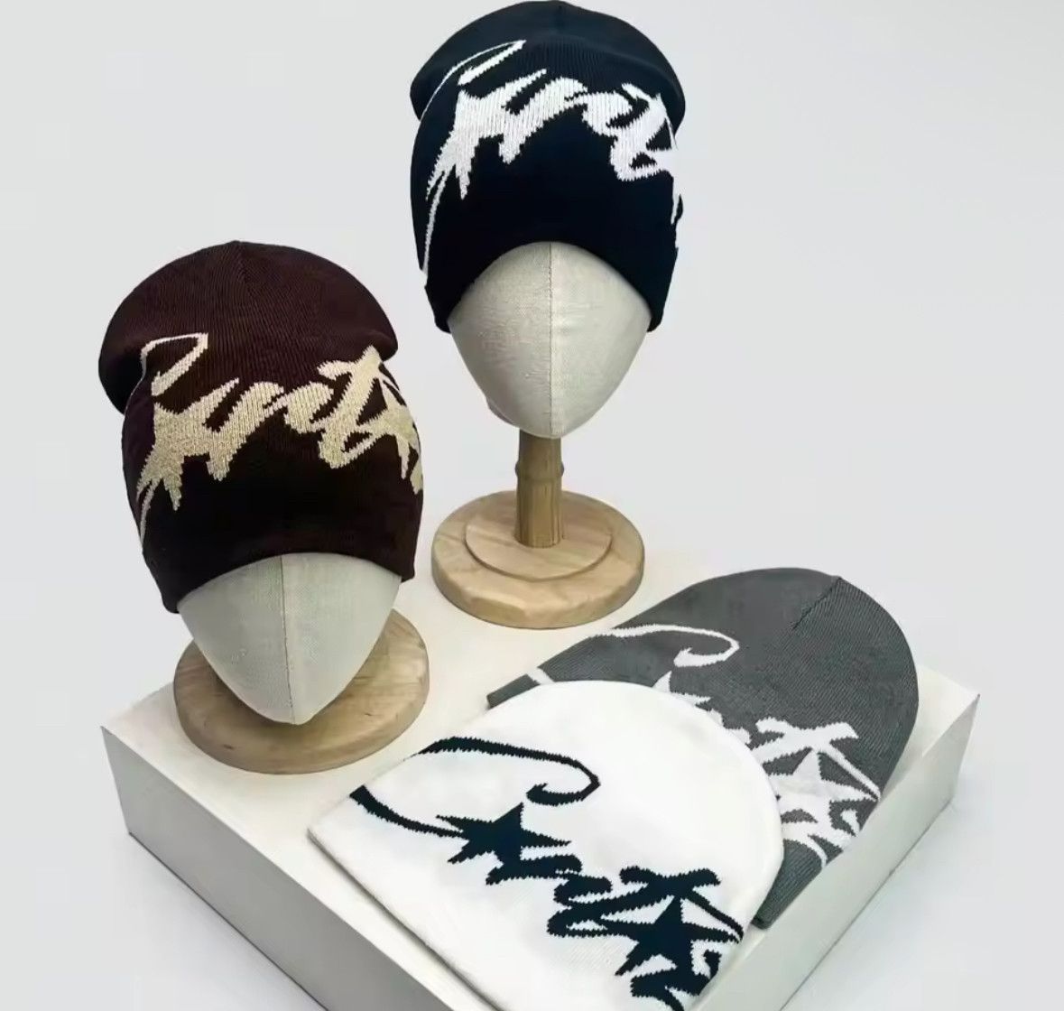 Other Y2K Hip Hop Coffee Brown Star Knit Beanie Hat Skullies Cap Size ONE SIZE - 2 Thumbnail