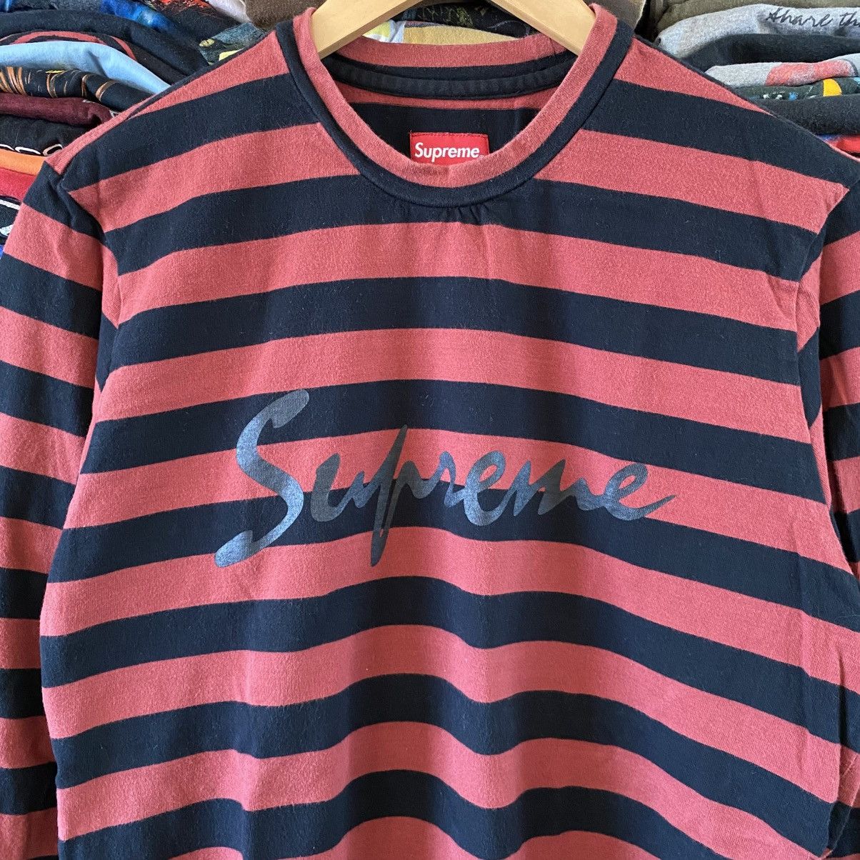 Supreme Supreme Stripe Long Sleeve T-Shirt Red 2016 Size US S / EU 44-46 / 1 - 2 Thumbnail