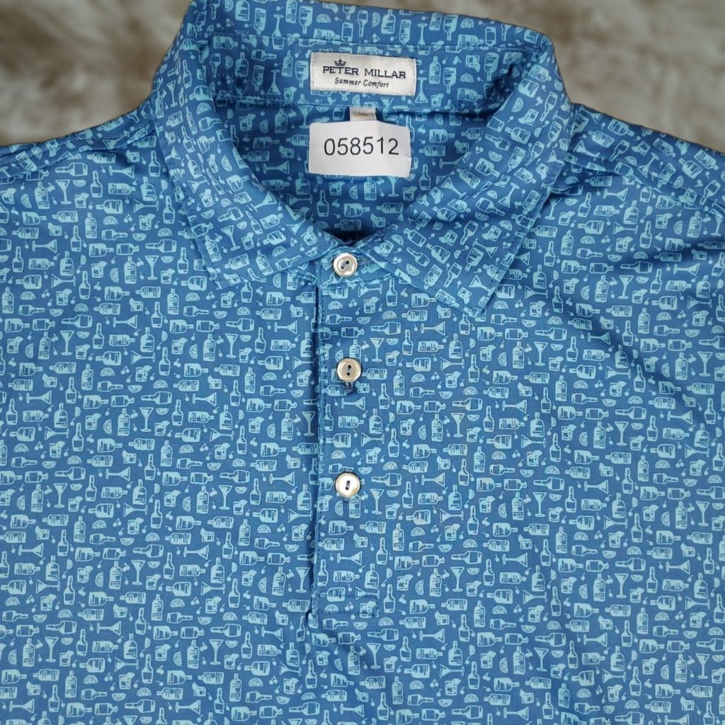 Peter Millar Peter Millar Polo Shirt Mens XL Blue Geometric Print Golf Activewear Size US XL / EU 56 / 4 - 1 Thumbnail