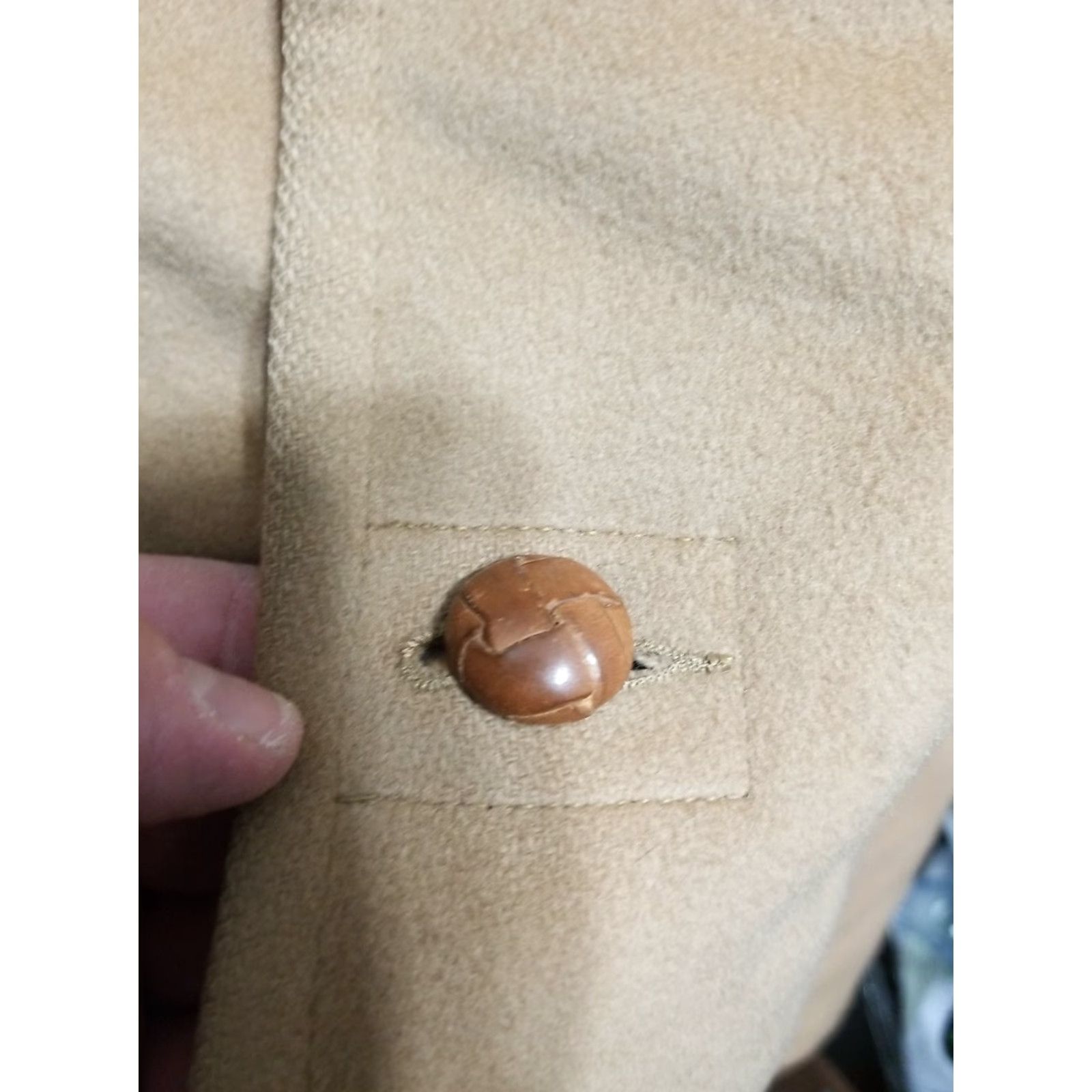 Vintage VINTAGE Mighty Mac Wool Coat Jacket Mens 42 Beige Faux Fur Collar Lining 70s Overcoat Wool, Mid-Length, Button, Chest 26.5, Length 35 Size US XS / EU 42 / 0 - 4 Thumbnail