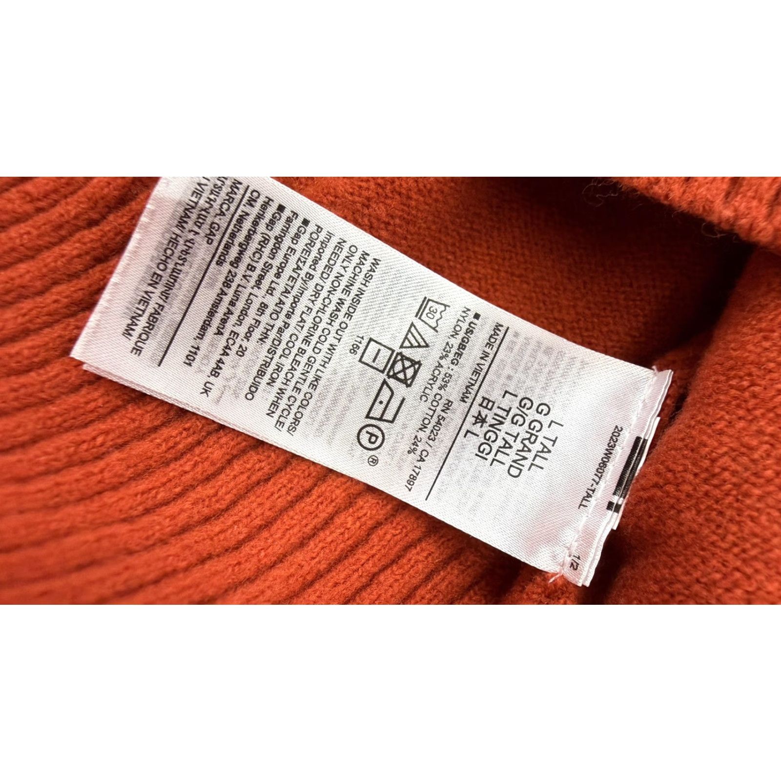 Gap Gap Mens LT Tall Orange V-Neck Cotton Blend Knit Pullover Sweater Casual Shirt? Size US L / EU 52-54 / 3 - 5 Thumbnail