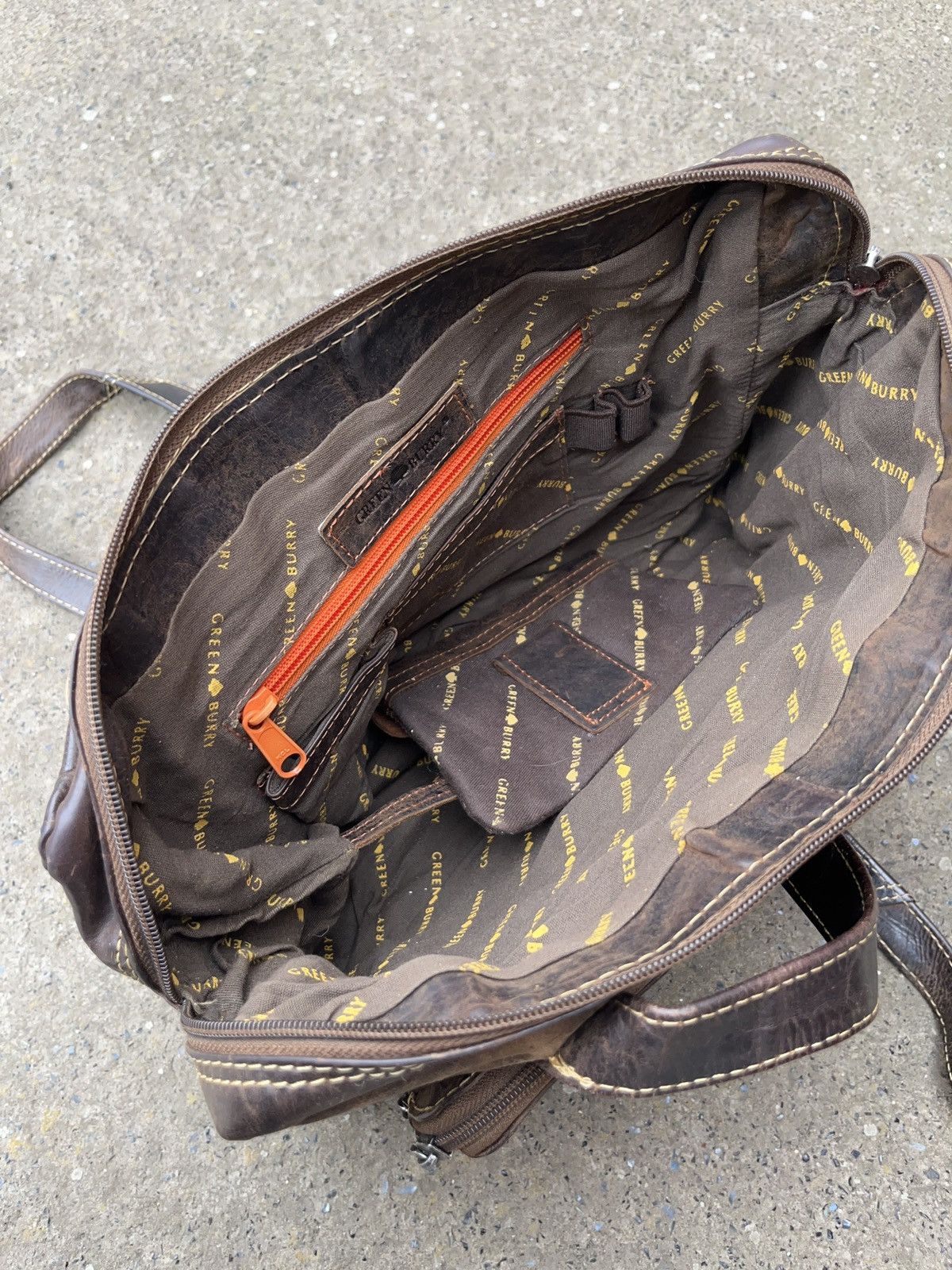 Genuine Leather × Vintage Vintage Green Burry Asymmetrical Faded Leather Pocket Bag Size ONE SIZE - 14 Thumbnail