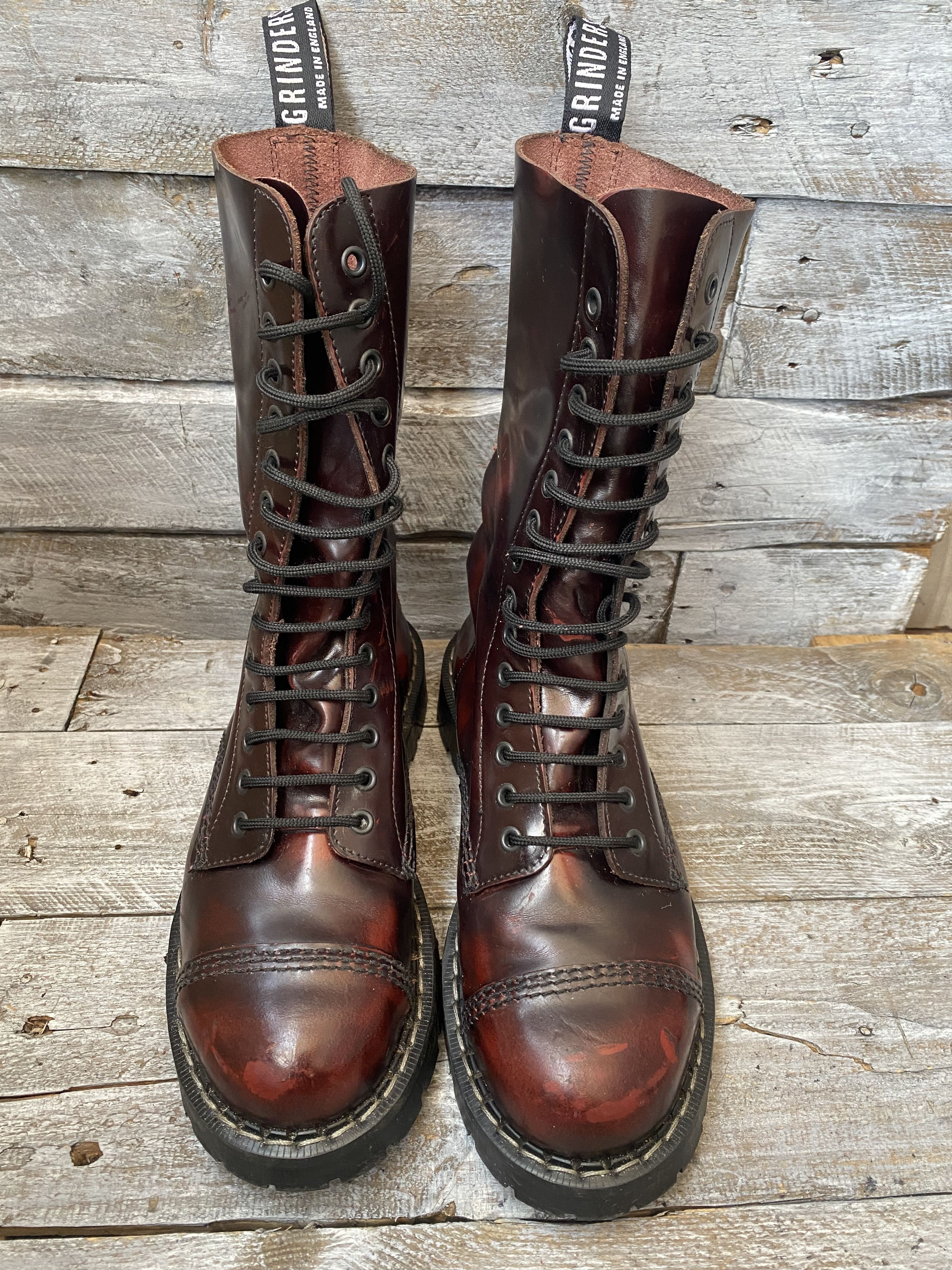 Vintage Grinder x Dr martens burgundy combat boots steel toe uk7 Size US 8 / EU 41 - 4 Thumbnail
