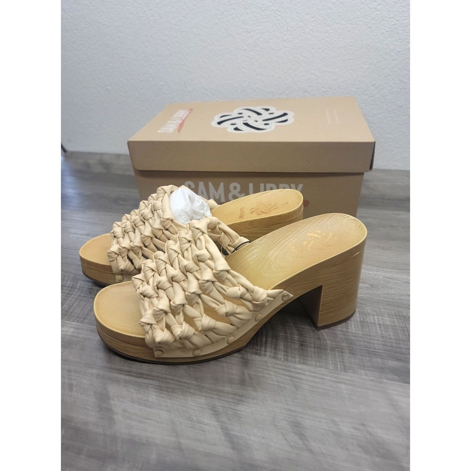 Vintage SAM & LIBBY PLATFORM Sandals Women’s Size 9 Carina Knotted Mule Eggshl Heels Size US 9 / IT 39 - 7 Thumbnail