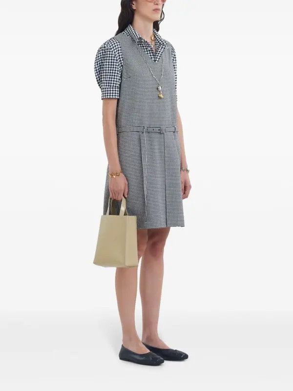 Marni o1w1db10426 Check-Pattern Mini Dress in Black Size L / US 10 / IT 46 - 3 Thumbnail