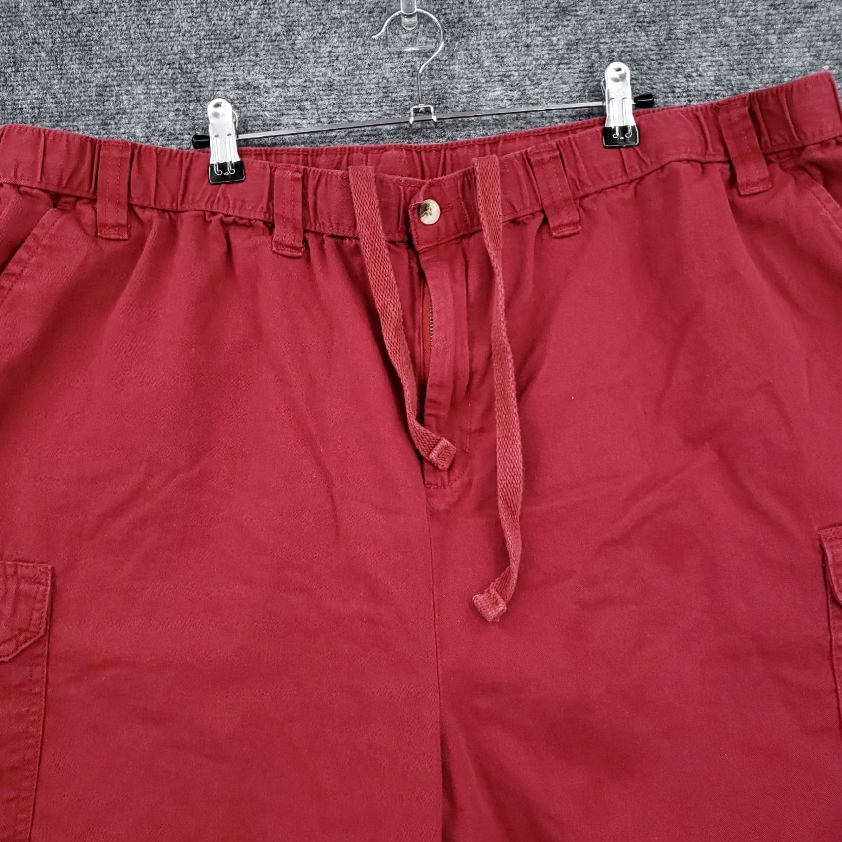 Vintage KINGSIZE Cargo Shorts Mens Big 3XLB Red Flat Front Utility Pocket Drawstring Size US 39 - 3 Thumbnail