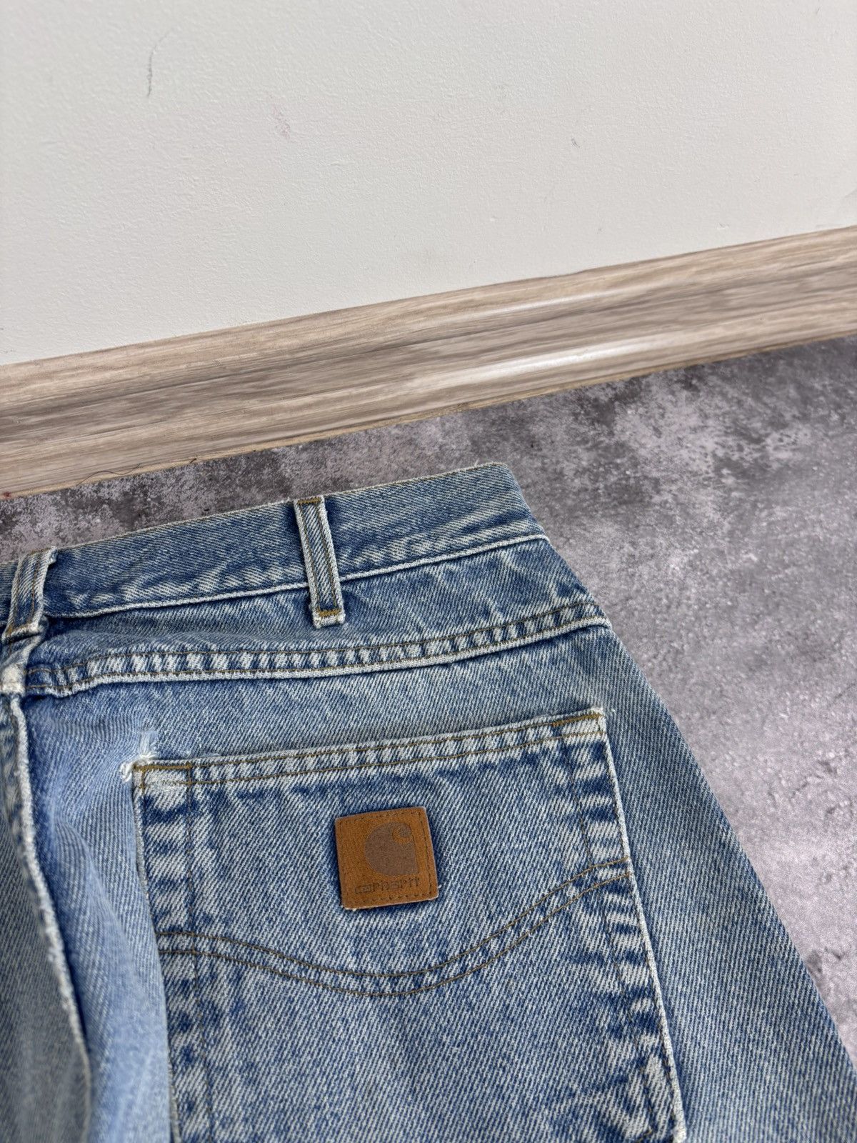 Carhartt Vintage Carhartt Faded Light Blue Denim Jeans B17 DST Size US 33 - 9 Thumbnail