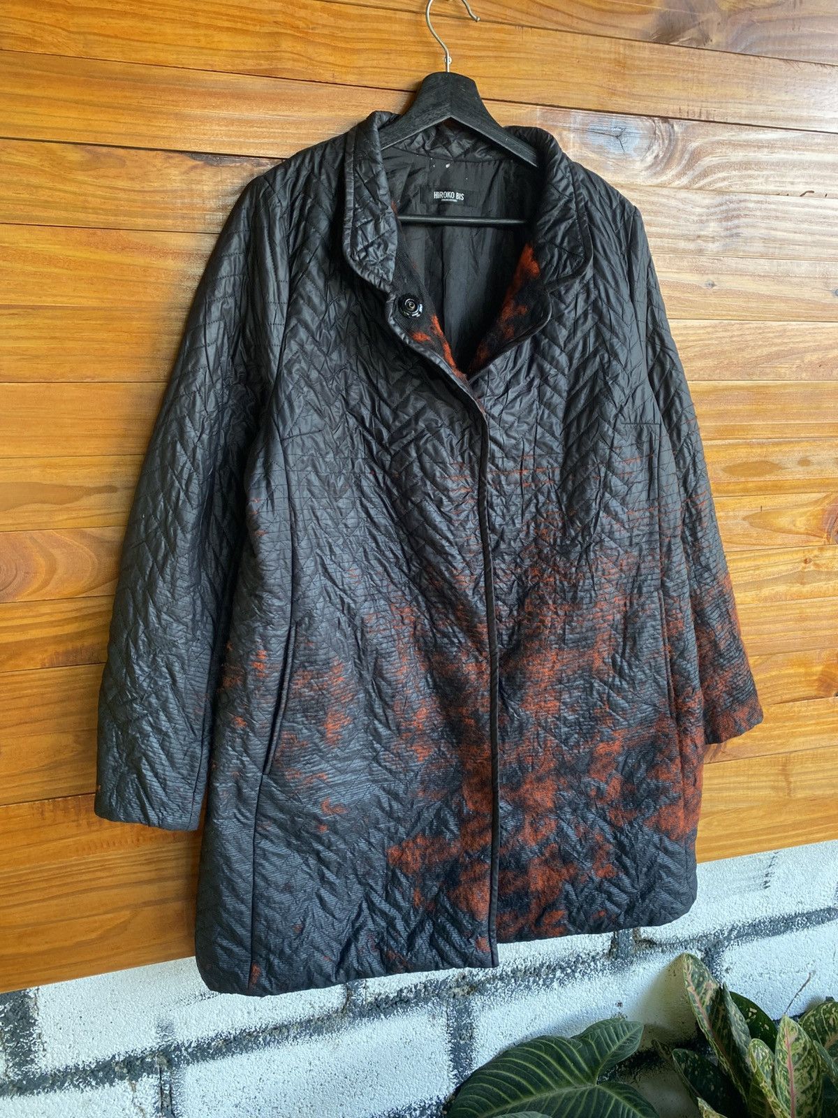 Hiroko Koshino Homme Hiroko Bis Quilted Long Coat – Women’s – Black Rust Ombre Size L / US 10 / IT 46 - 6 Thumbnail