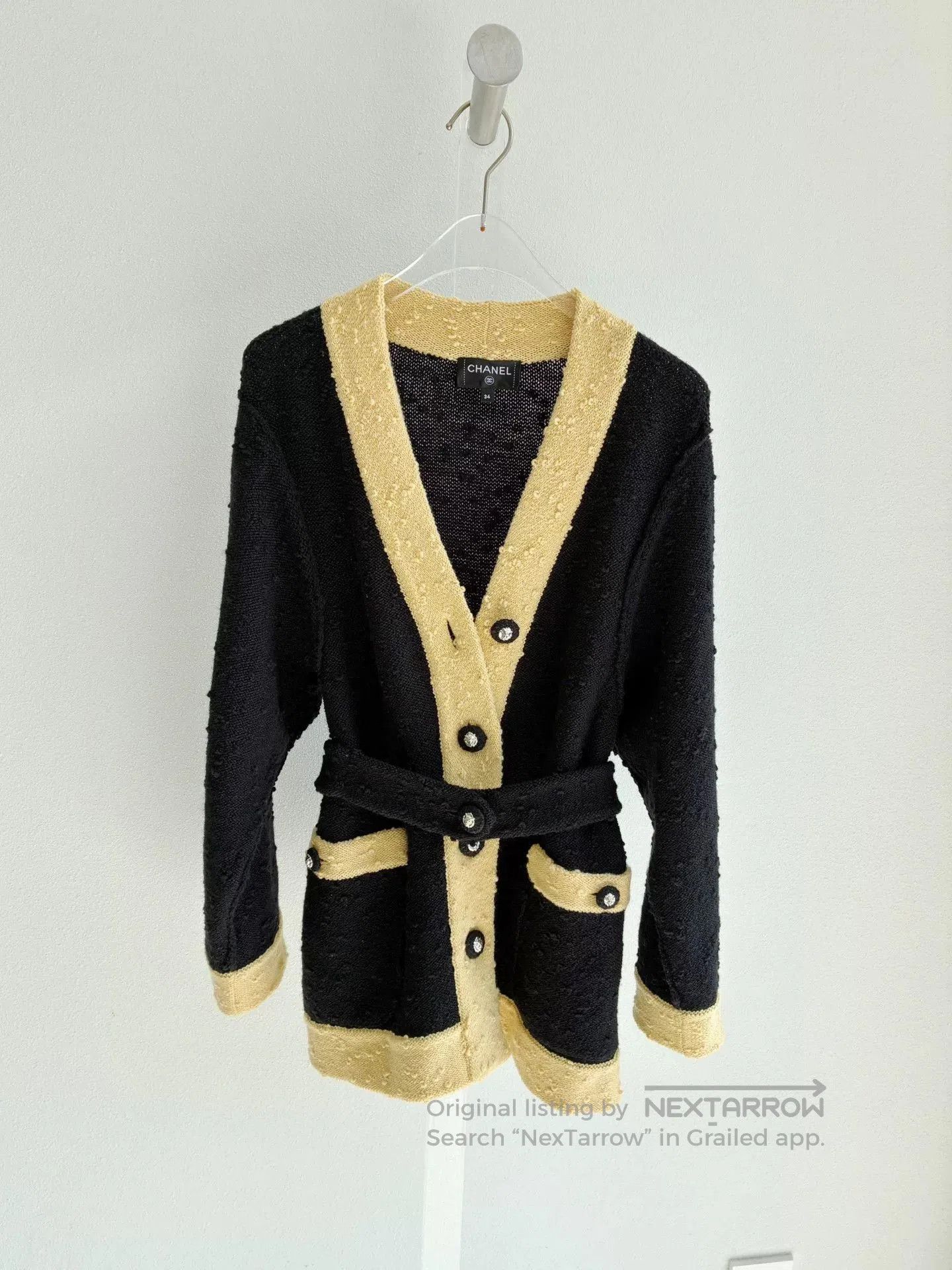 Chanel Chanel 24K Black Yellow Colorblock Wool Cardigan. Size XXS / US 00 / IT 34 - 2 Thumbnail