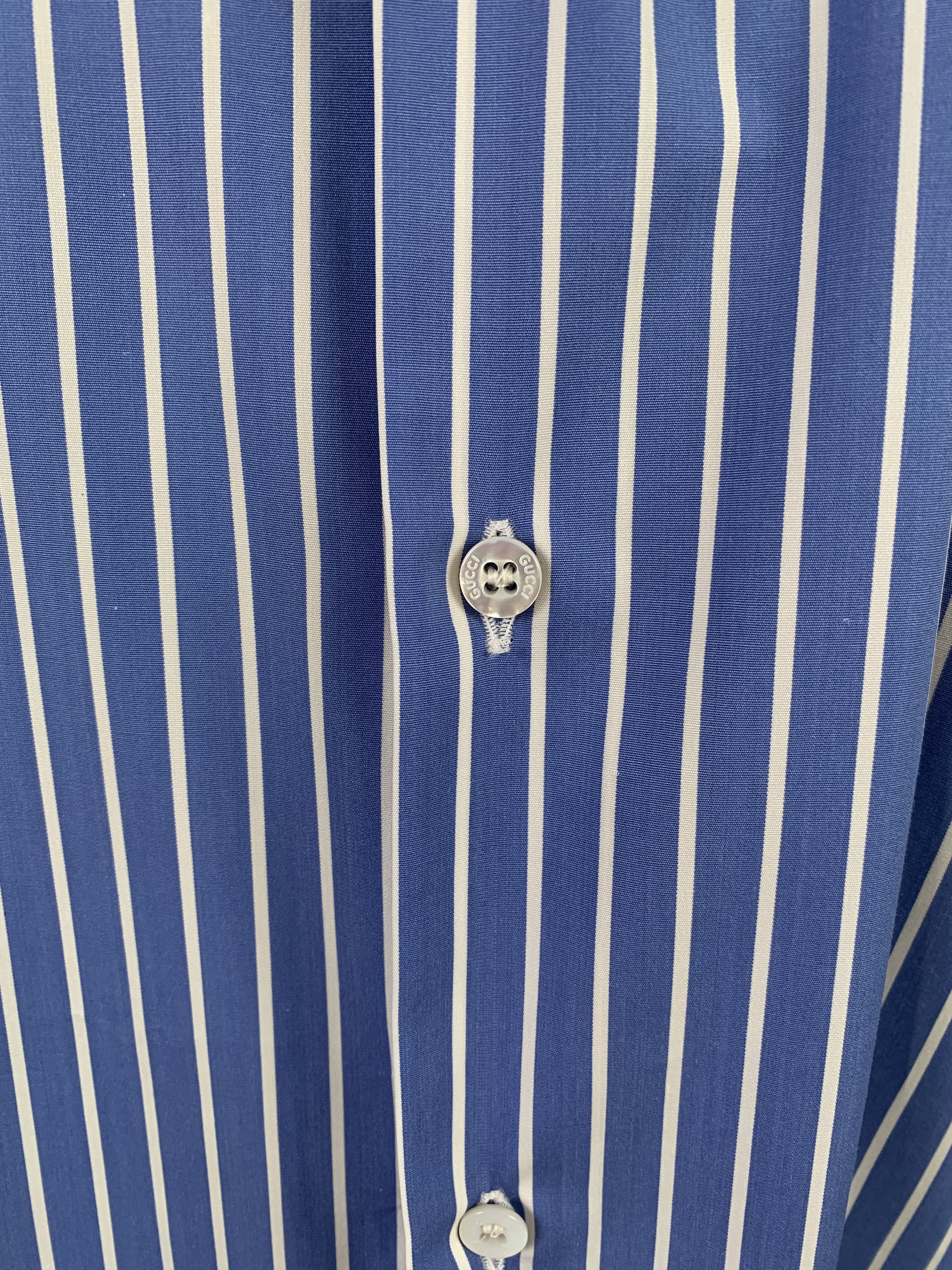Gucci Gucci Men's Classic Blue Stripped Shirt Size US L / EU 52-54 / 3 - 8 Thumbnail