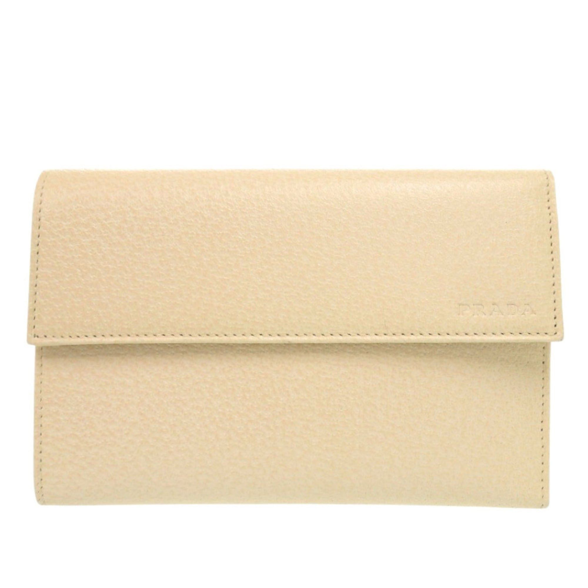Prada Prada 1M0510 Leather Corda Beige Tri-fold Wallet 0431PRADA Size ONE SIZE - 1 Thumbnail
