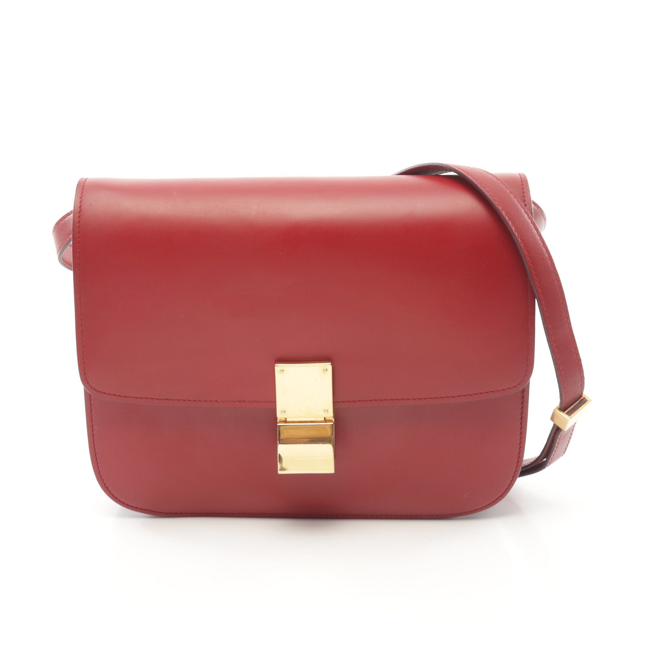 Celine Celine Classic Medium Shoulder Bag Leather Red Size ONE SIZE - 1 Thumbnail